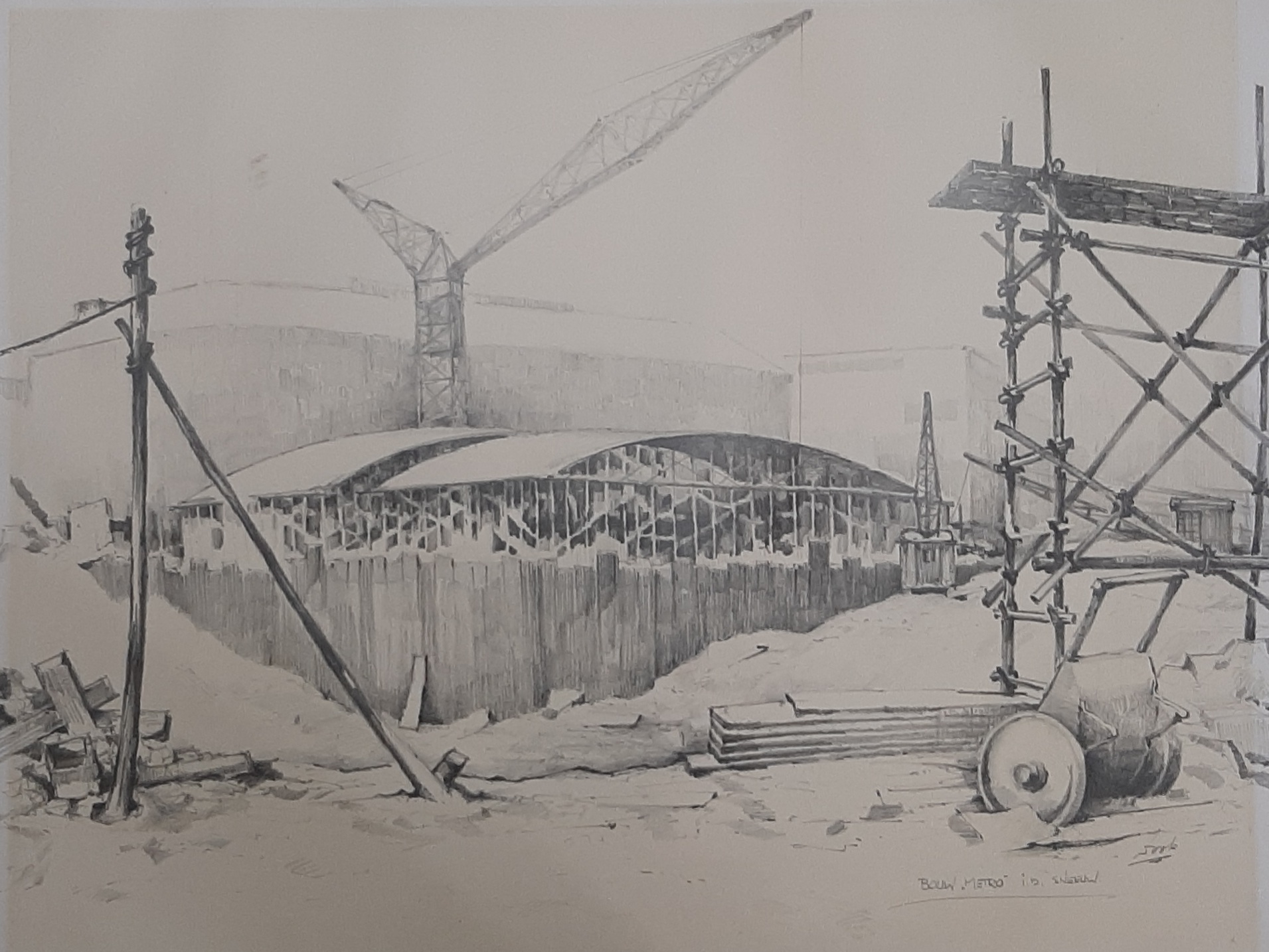 Everse, Theodorus (Dook) – Bouw Metro in de sneeuw
