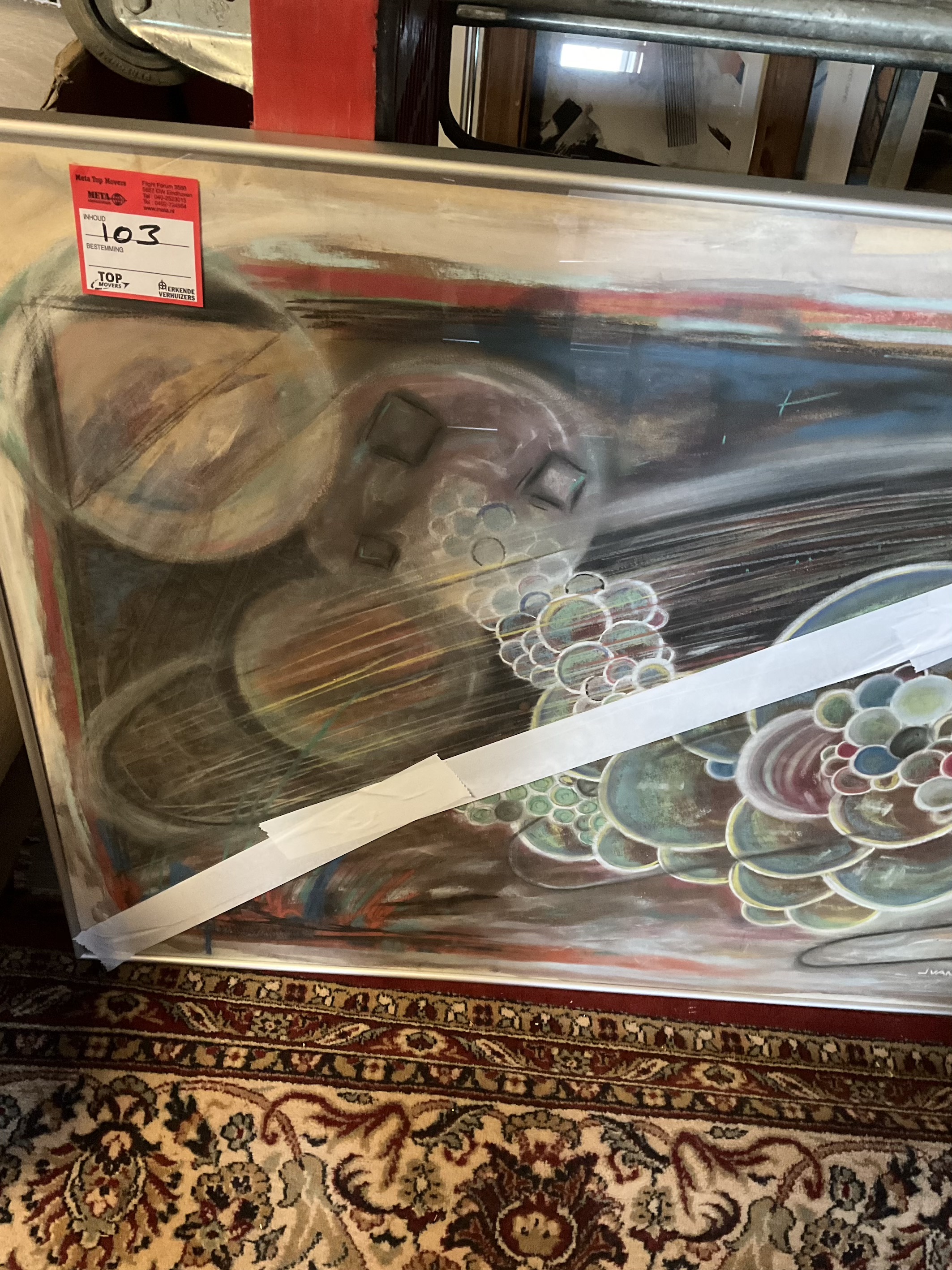 Onleesbaar (in archief vermeld als “J. van der Laan”) – Abstracte compositie (604)