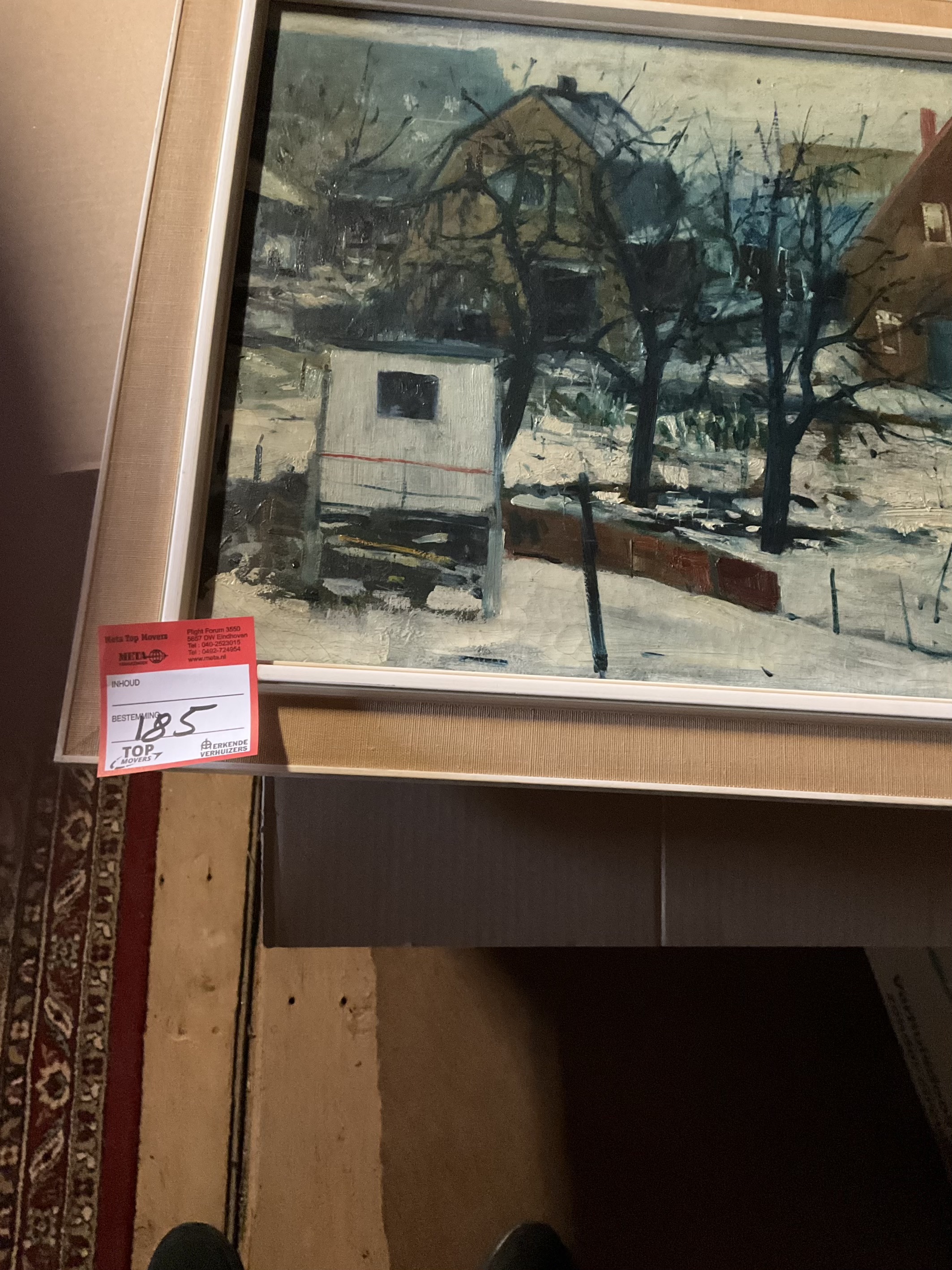 Jan van den Hurk (1917-2002) – Duivenkooi in sneeuw 1962