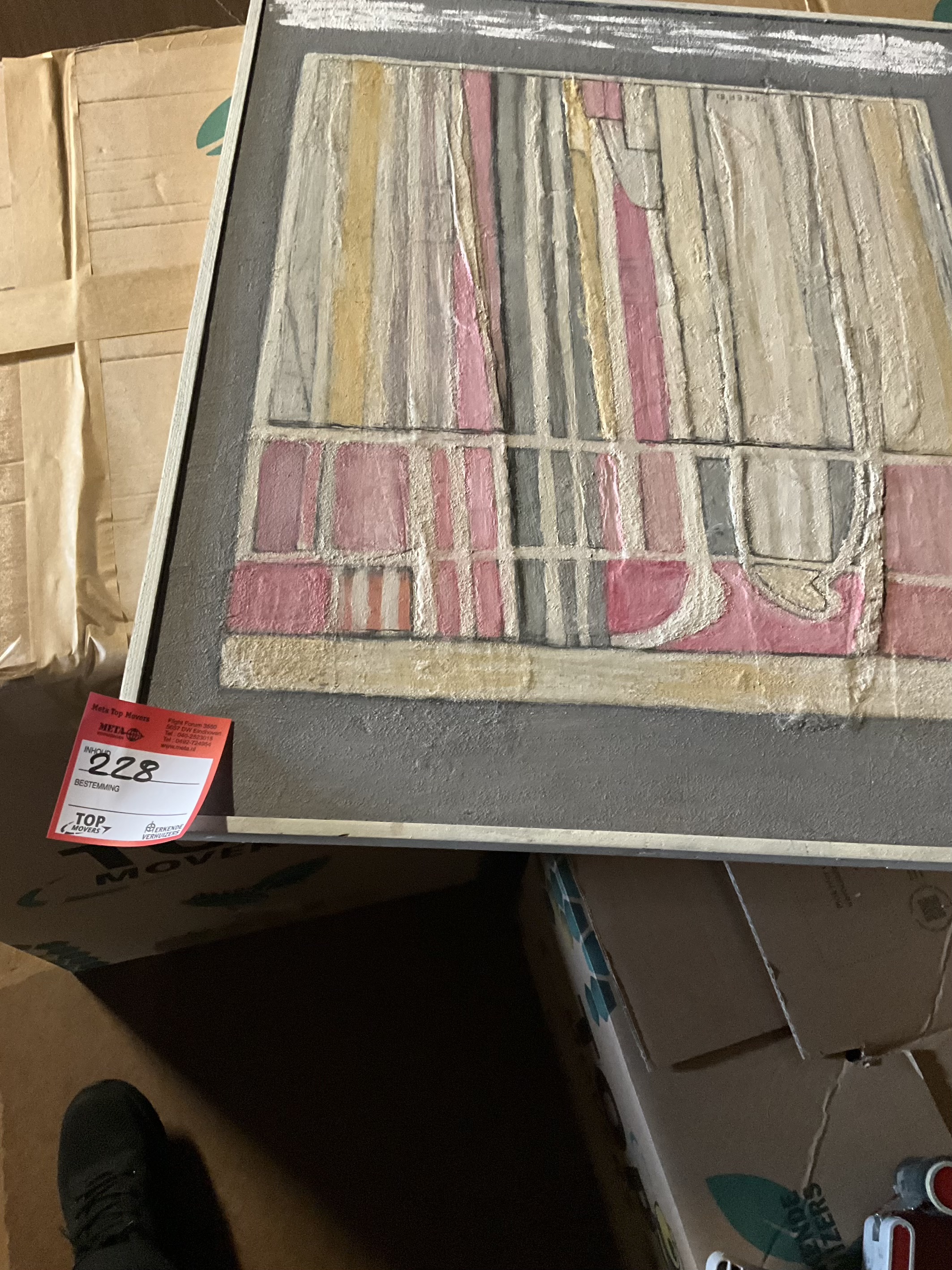 Pieter Reef (1948) – Materieschilderij abstract (6-2000-276)