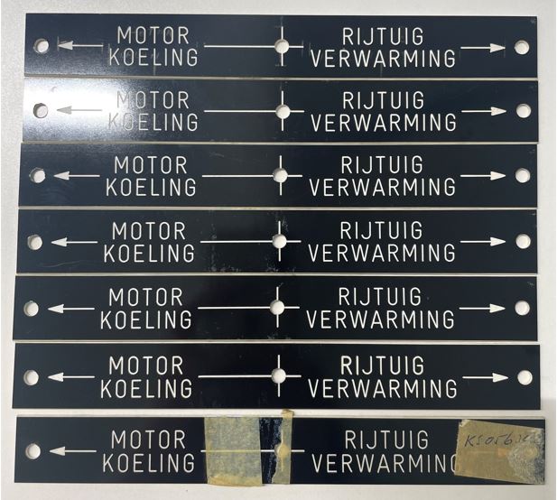 Zeven informatieborden trein Motorkoeling-Rijtuigverwarming