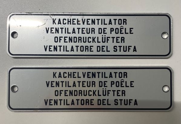 Twee informatieborden trein Kachelventilator/ Ventilateur de poêle