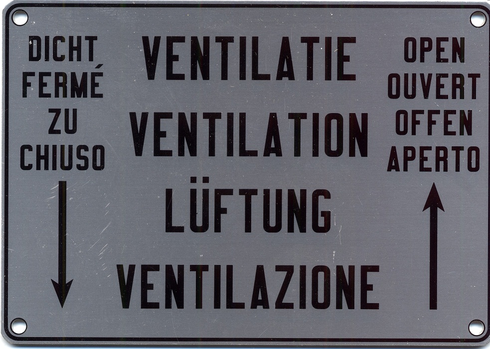 Informatiebord trein Ventilatie/ Ventilation/ Ventilazione